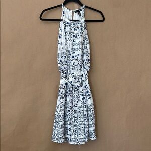 Aqua Halter Dress - White and Blue Floral